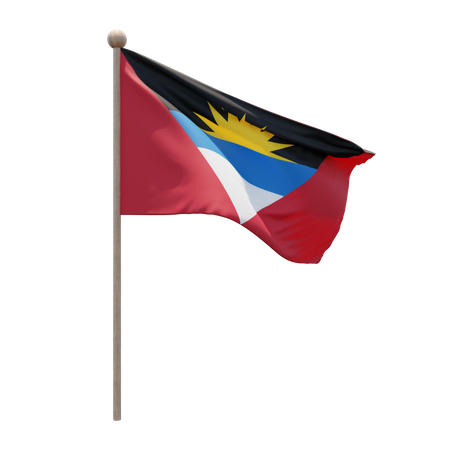 Antigua and Barbuda Flagpole  3D Illustration