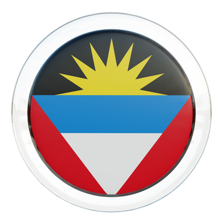 Drapeau rond d'Antigua-et-Barbuda  3D Icon