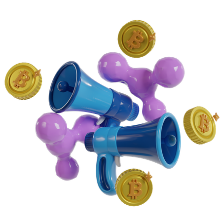 Anúncio de Blockchain Conceito de Megafone  3D Icon