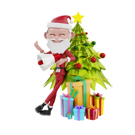 Anuncio de santa claus fiesta de navidad  3D Illustration