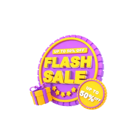 Anuncio de venta flash de hasta el 50 por ciento  3D Illustration