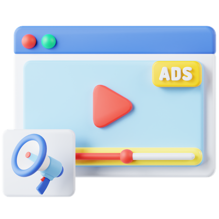 Anúncios em vídeo  3D Icon