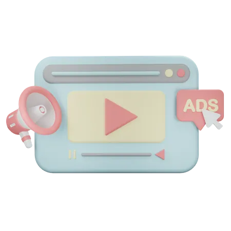 Anúncios em vídeo  3D Icon