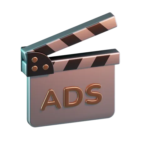 Anuncios de vídeo con claqueta  3D Icon