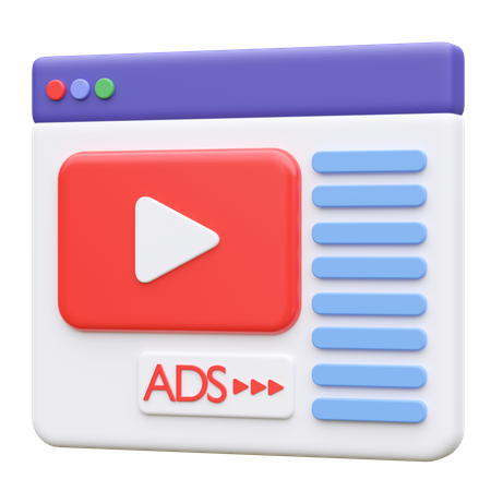 Anúncios em vídeo  3D Icon