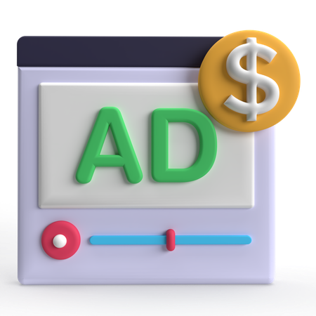 Monetização de anúncios  3D Icon