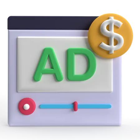 Monetização de anúncios  3D Icon