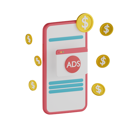 Anuncios pagados para teléfonos inteligentes  3D Icon