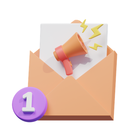 Anúncios por e-mail com notificação  3D Icon