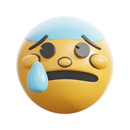 Anxious face with sweat  3D Icon