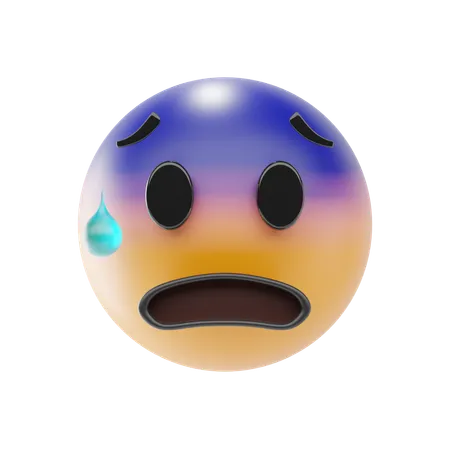 Anxious Face With Sweat Emoji  3D Icon