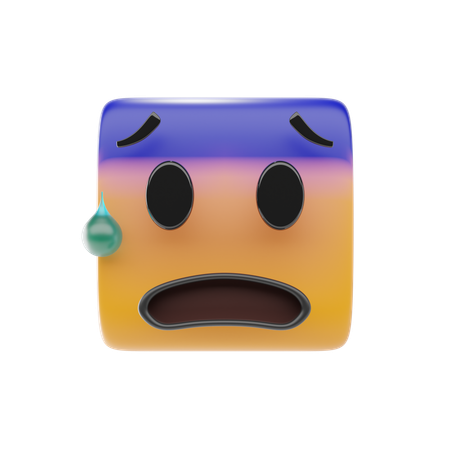 Anxious Face With Sweat Emoji  3D Icon