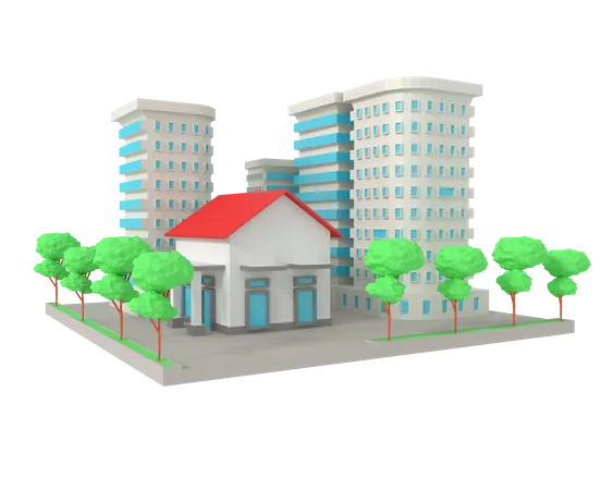 Apartamento y oficinas  3D Illustration