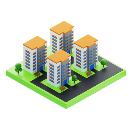 Apartment Buildings  3D Icon