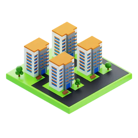Apartment Buildings  3D Icon
