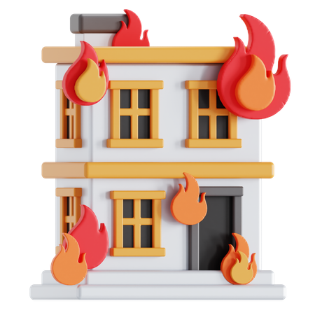 Apartment on fire  3D Icon