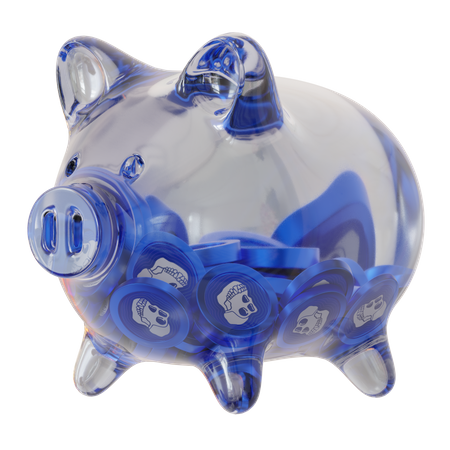 ApeCoin (APE) Clear Glass Piggy Bank  3D Icon