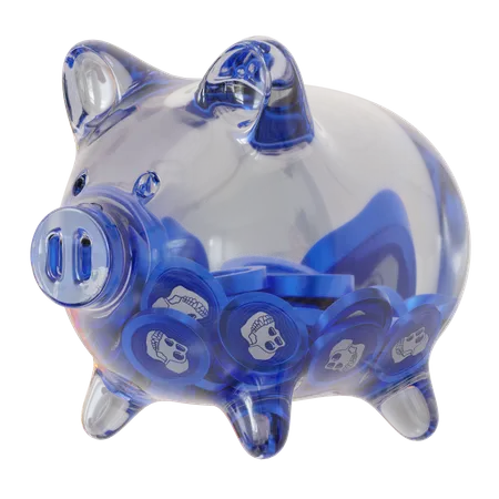 ApeCoin (APE) Clear Glass Piggy Bank 3D Icon