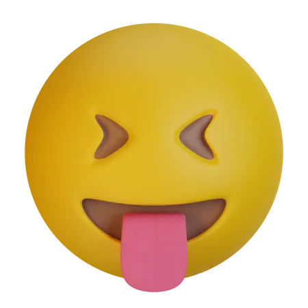 Apertando os olhos com a língua  3D Emoji