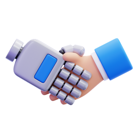 Aperto de mão robô e humano  3D Icon
