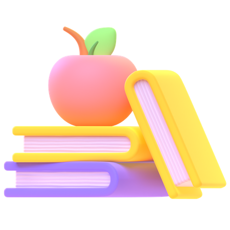 Apfel auf Büchern  3D Icon