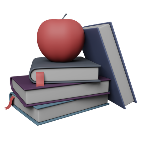 Apfel auf Büchern  3D Icon