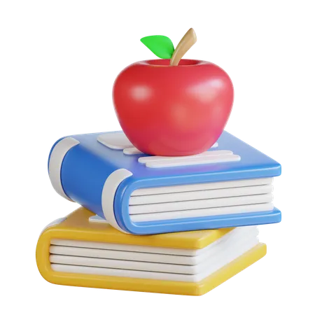 Apfel auf einem Buch  3D Icon