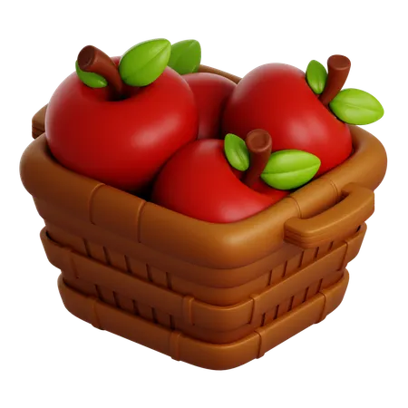 Apfel im Korb  3D Icon