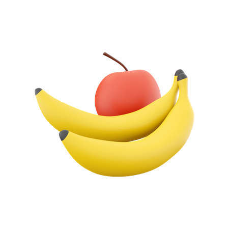 Apfel und Banane  3D Icon