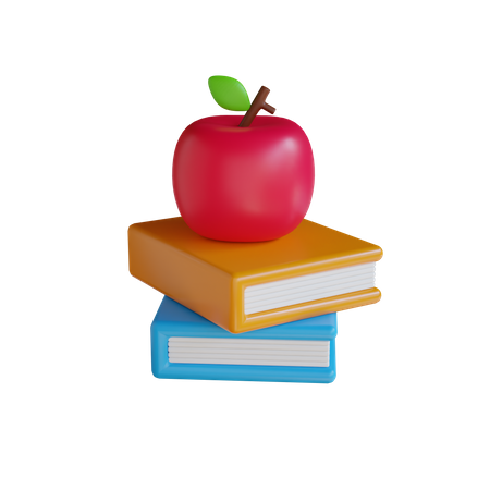 Apfel und Bücher  3D Icon