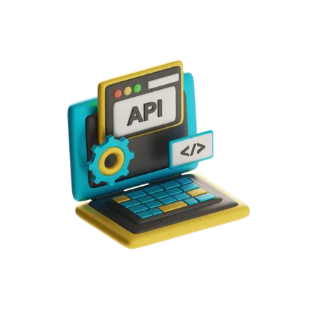Api Configuration On Laptop  3D Icon