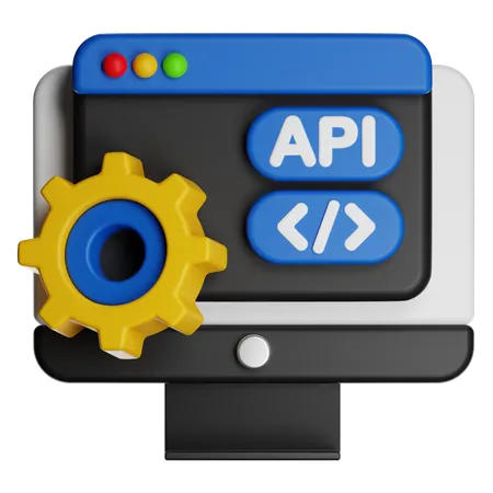 Api Development Gear And Screen  3D Icon