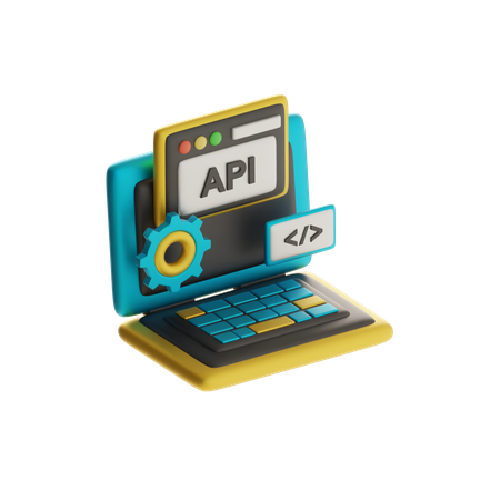 API-Konfiguration auf dem Laptop  3D Icon