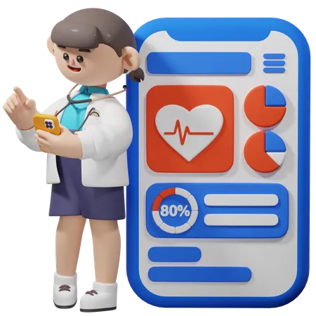 Aplicación de atención médica para médicos  3D Illustration