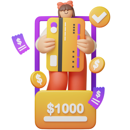 Aplicación de banca digital  3D Illustration