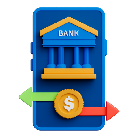 Aplicación de banca móvil  3D Icon