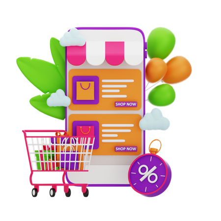 Aplicación de compras  3D Icon