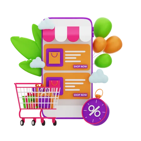 Aplicación de compras  3D Icon