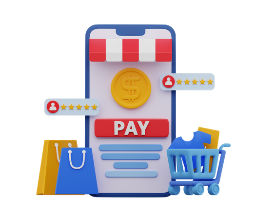 Aplicación de compras  3D Illustration