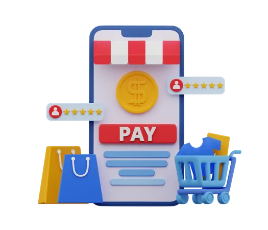 Aplicación de compras  3D Illustration