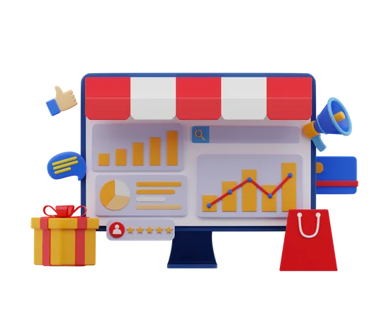 Aplicación de compras  3D Illustration