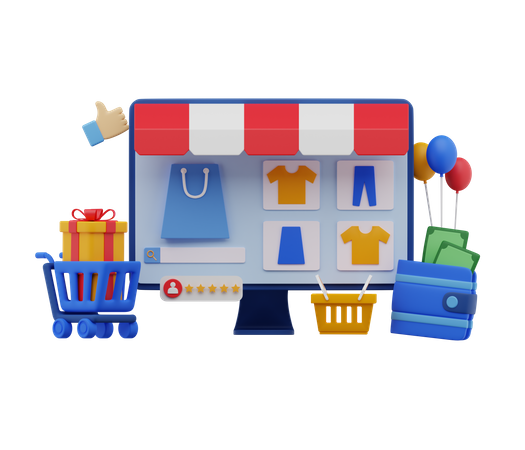 Aplicación de compras  3D Illustration