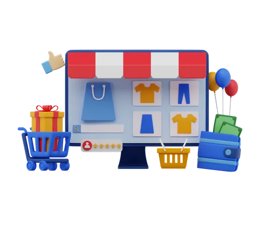 Aplicación de compras  3D Illustration