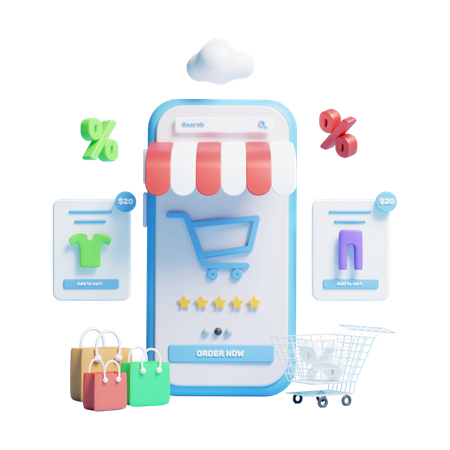 Aplicación de compras  3D Icon