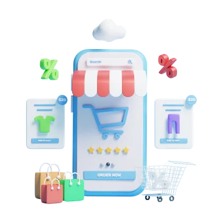 Aplicación de compras  3D Icon