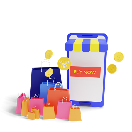 Aplicación de compras en línea  3D Illustration