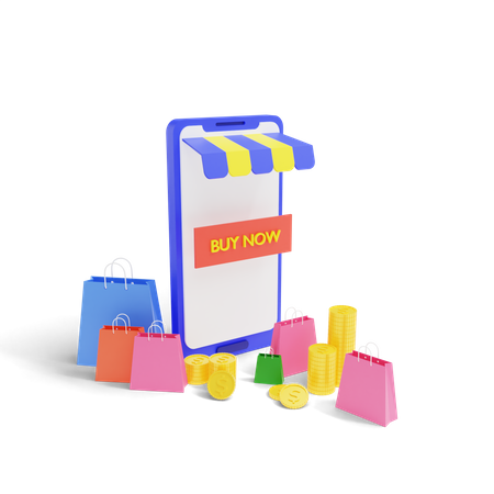 Aplicación de compras en línea  3D Illustration