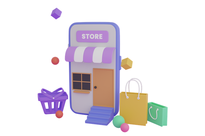 Aplicación de compras en línea  3D Illustration