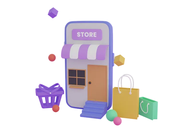 Aplicación de compras en línea  3D Illustration