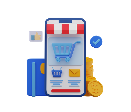 Aplicación de compras en línea  3D Illustration